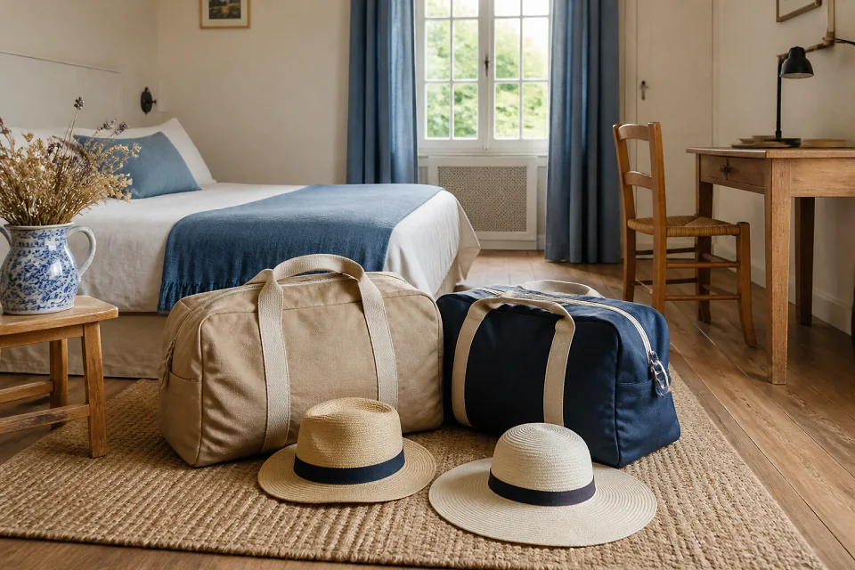 Bagages et hébergement pour un voyage de noces — illustration générée par IA
