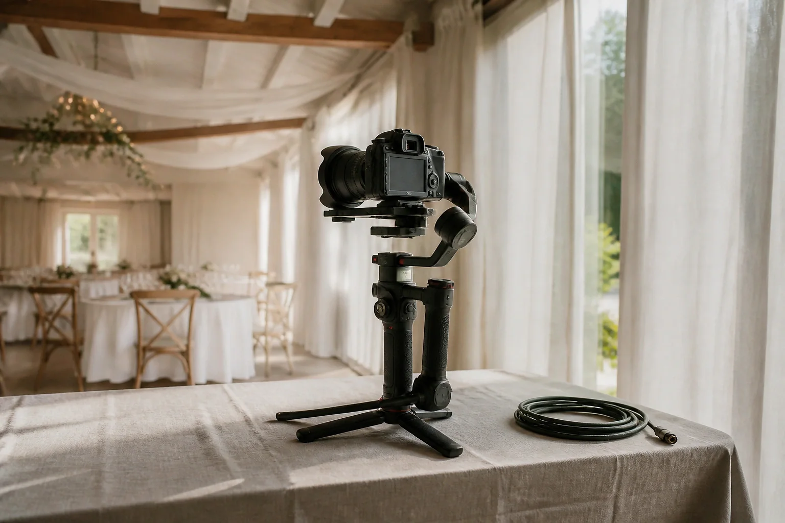 Matériel de tournage pour un film de mariage — illustration générée par IA
