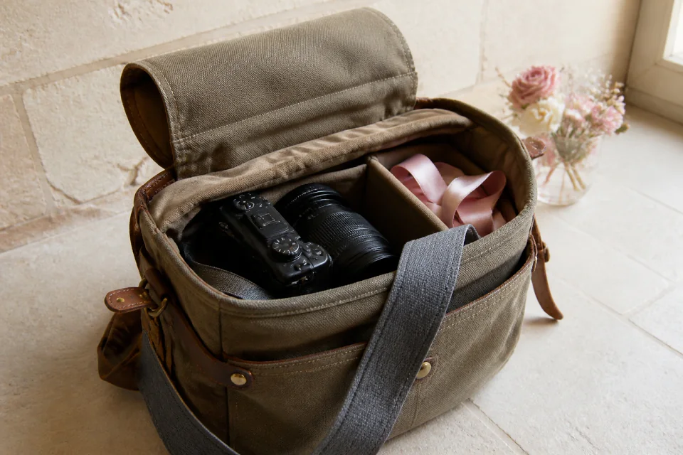 Appareil photo et accessoires de reportage de mariage — illustration générée par IA