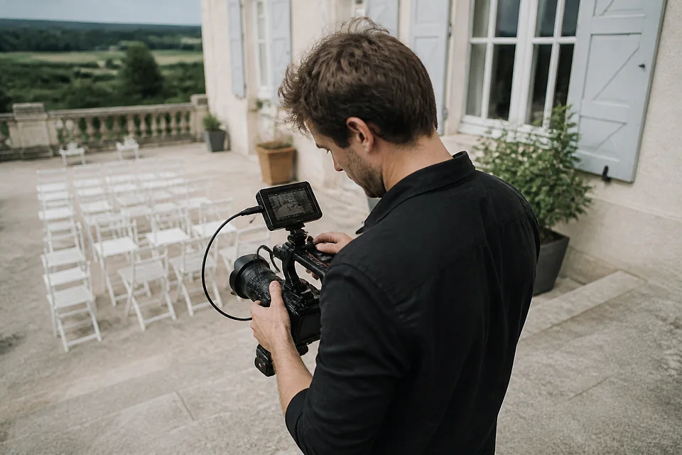 Matériel de tournage pour un film de mariage — illustration générée par IA