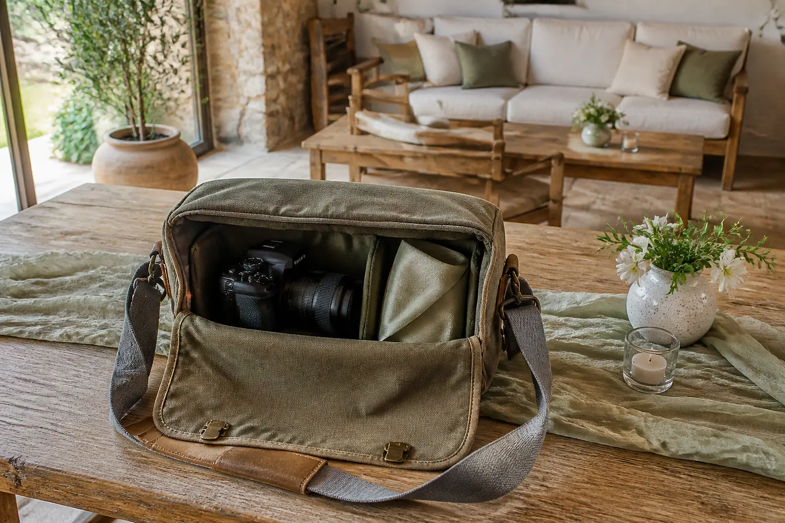 Appareil photo et accessoires de reportage de mariage — illustration générée par IA