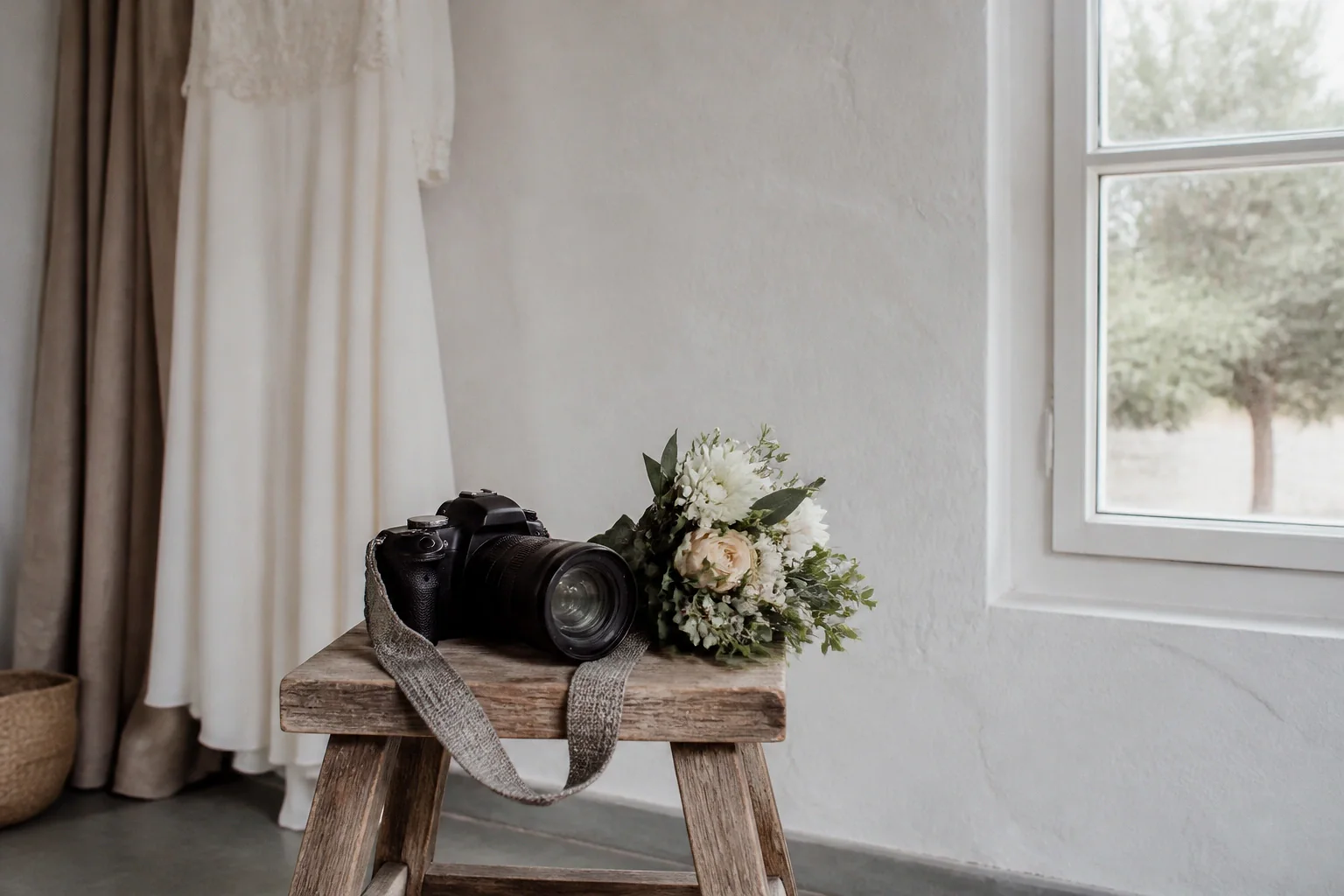 Appareil photo et accessoires de reportage de mariage — illustration générée par IA