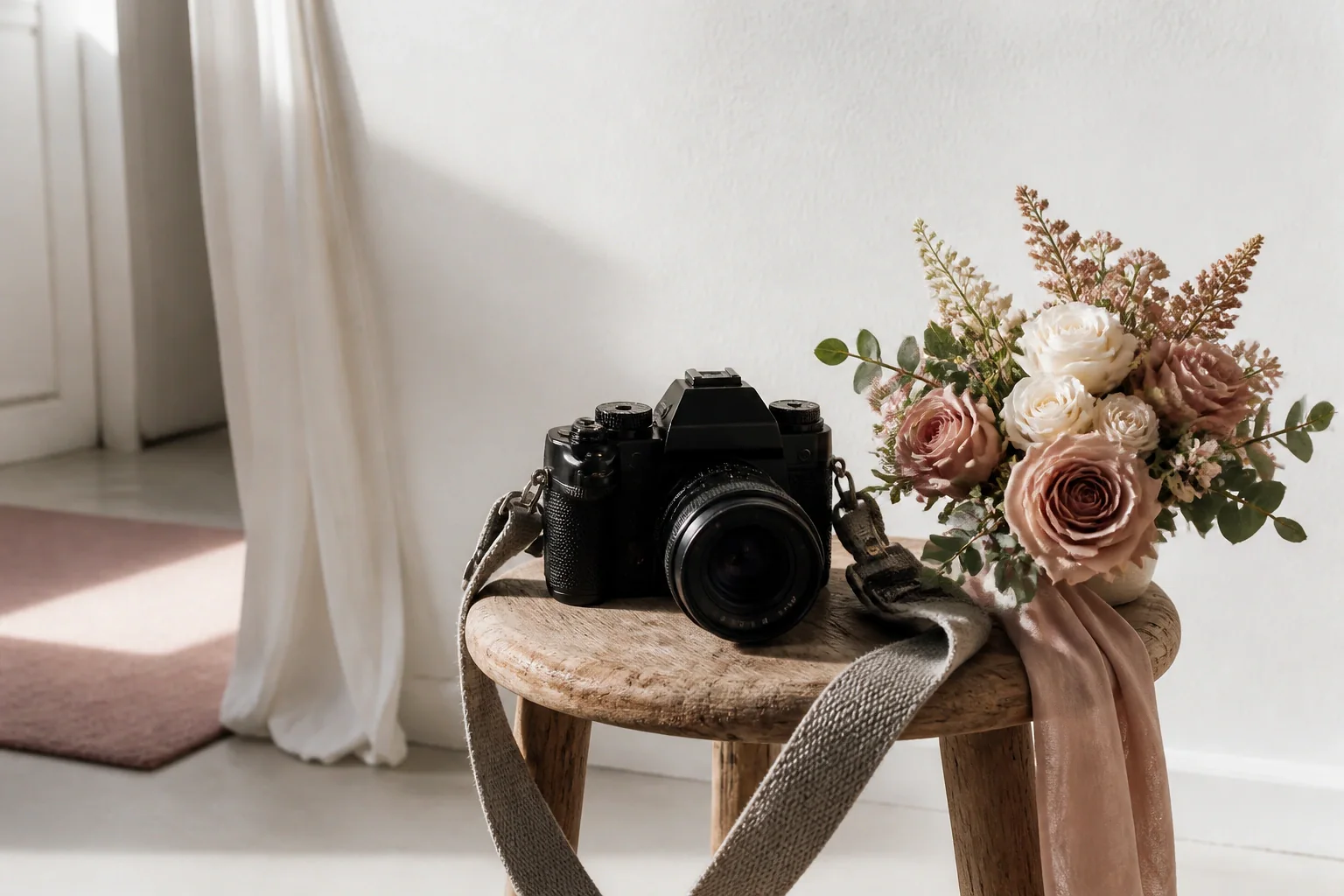 Appareil photo et accessoires de reportage de mariage — illustration générée par IA