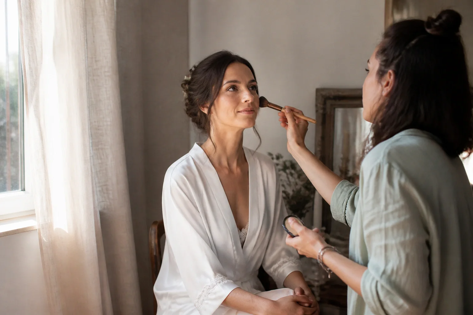 Préparation d’un maquillage de mariage — illustration générée par IA