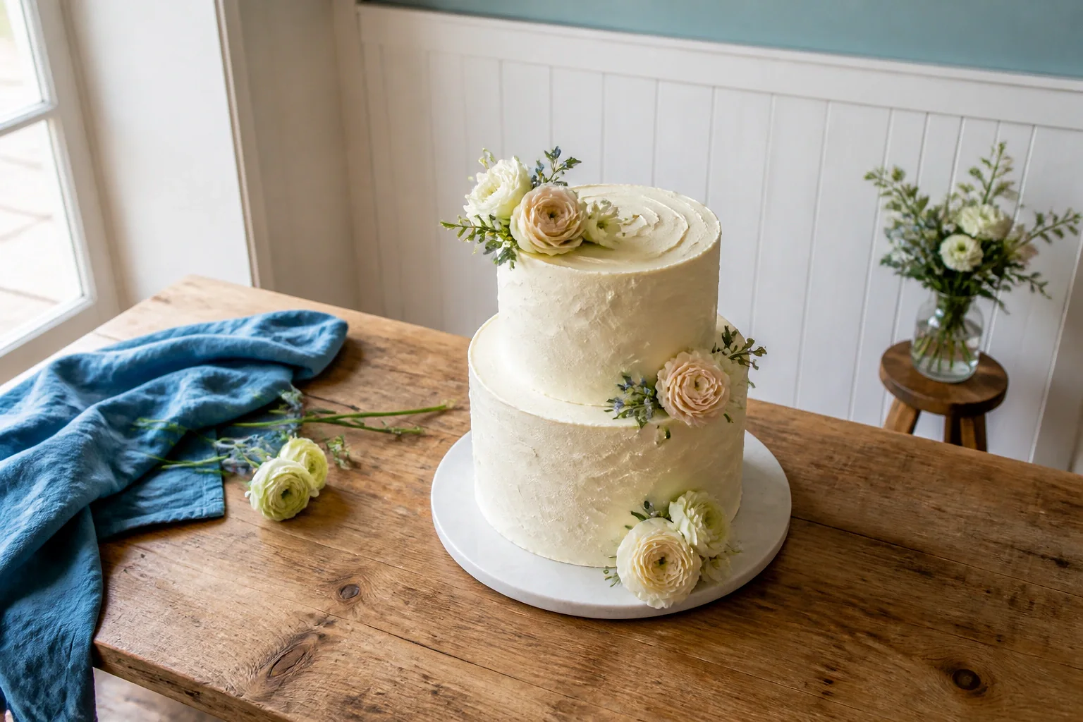 Gâteau de mariage préparé dans un atelier — illustration générée par IA