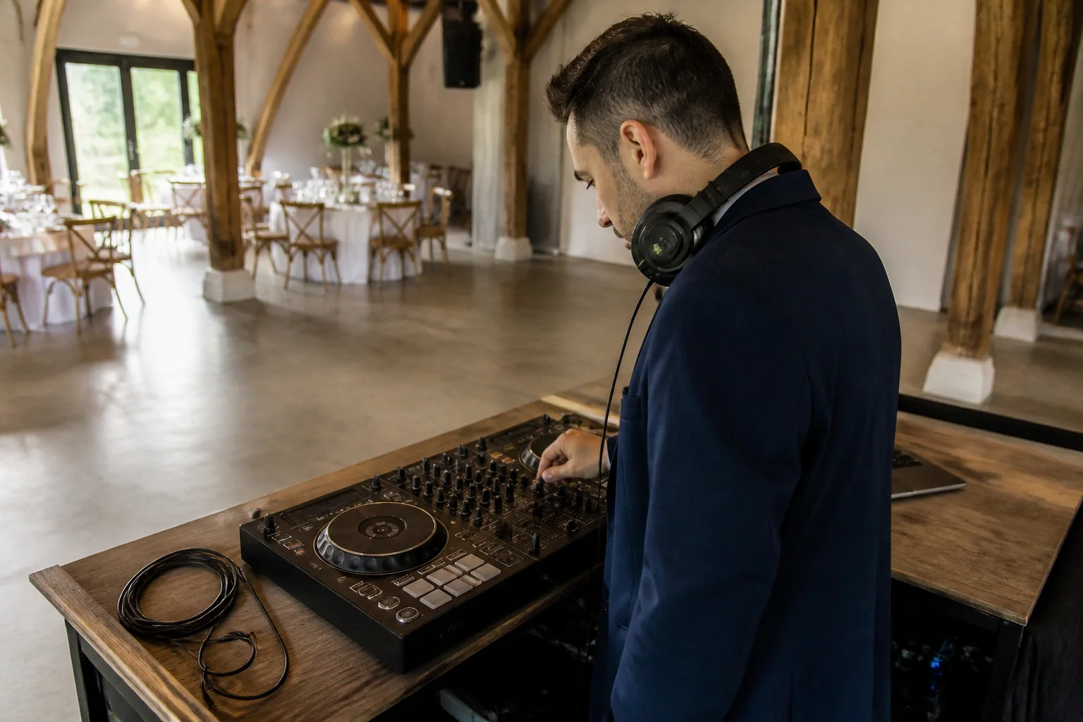 Préparation musicale d’une soirée de mariage — illustration générée par IA