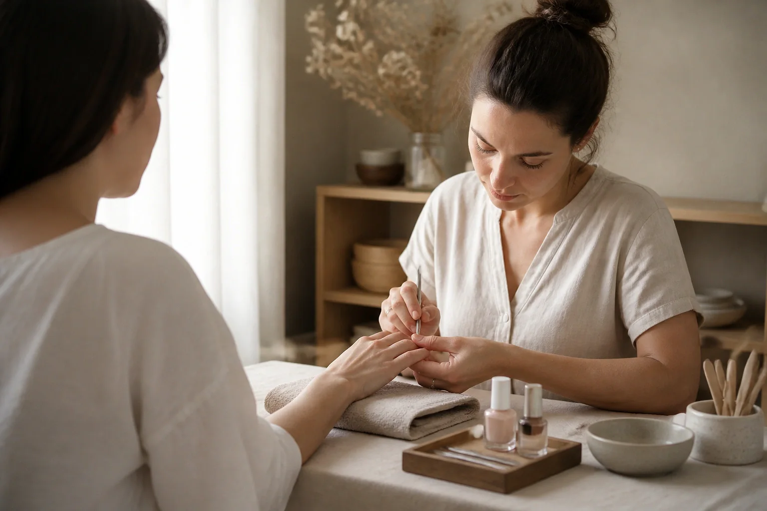 Préparation de soins esthétiques avant un mariage — illustration générée par IA