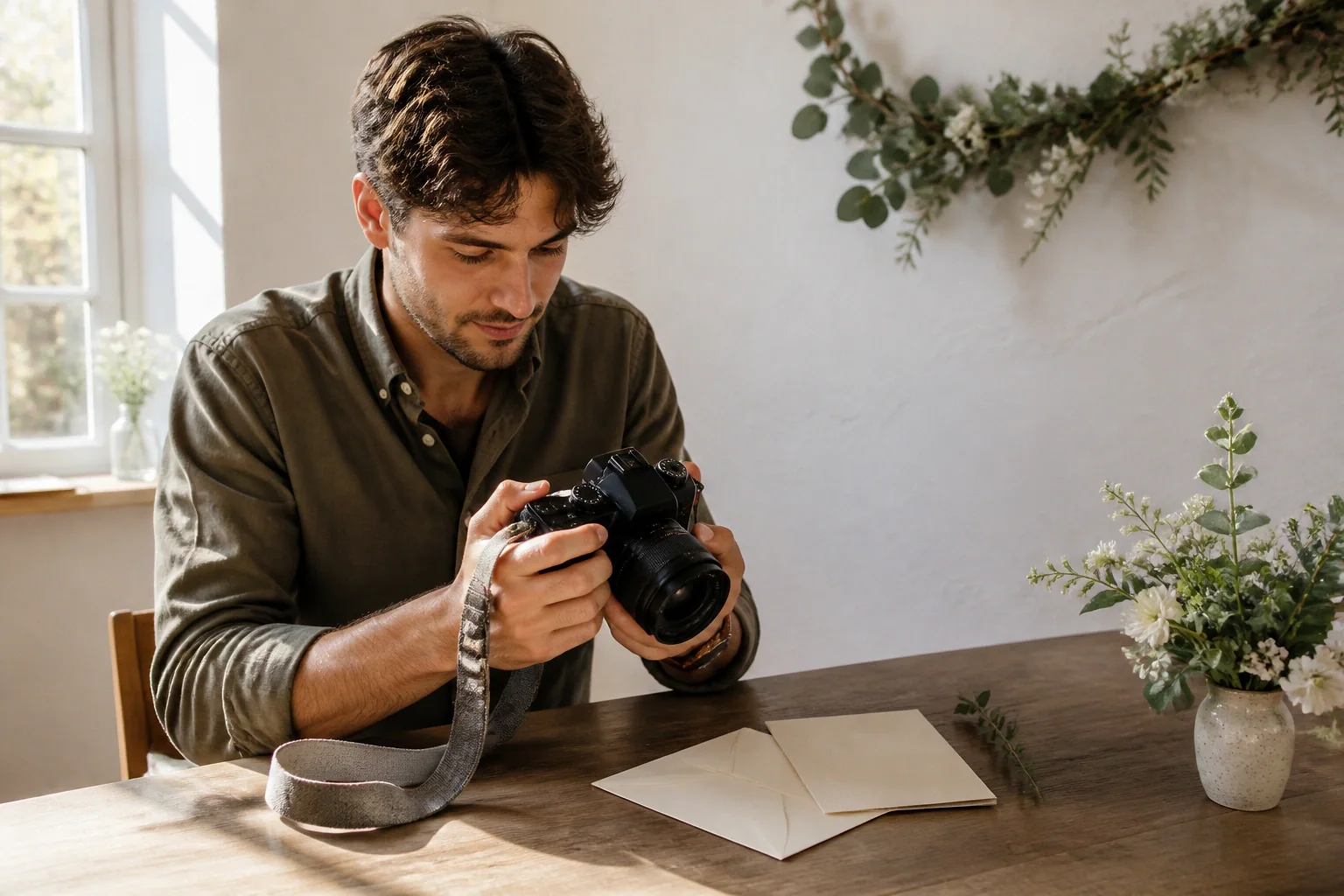 Appareil photo et accessoires de reportage de mariage — illustration générée par IA