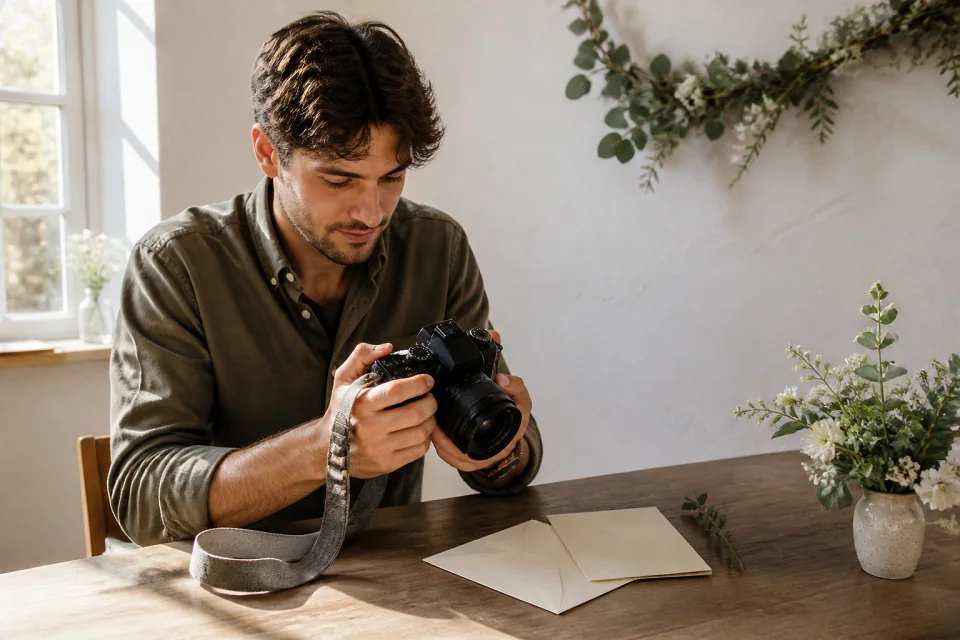 Appareil photo et accessoires de reportage de mariage — illustration générée par IA