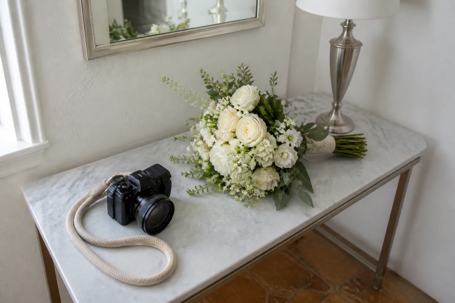 Appareil photo et accessoires de reportage de mariage — illustration générée par IA