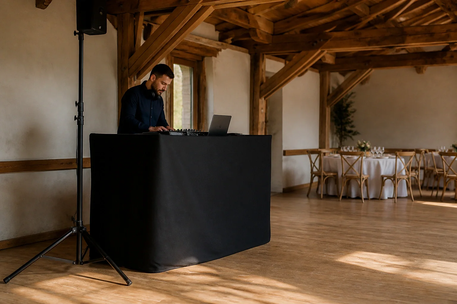 Préparation musicale d’une soirée de mariage — illustration générée par IA