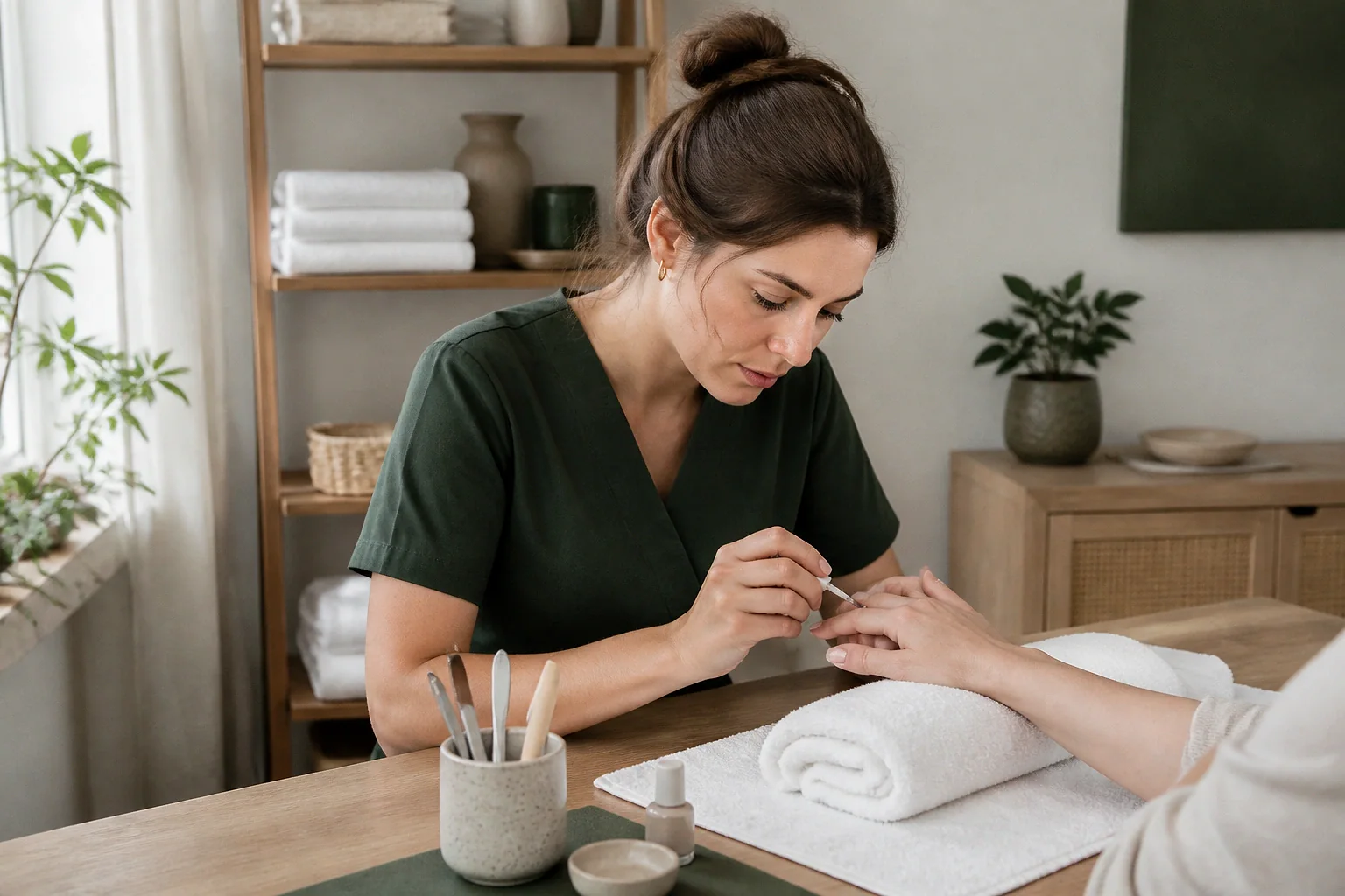 Préparation de soins esthétiques avant un mariage — illustration générée par IA