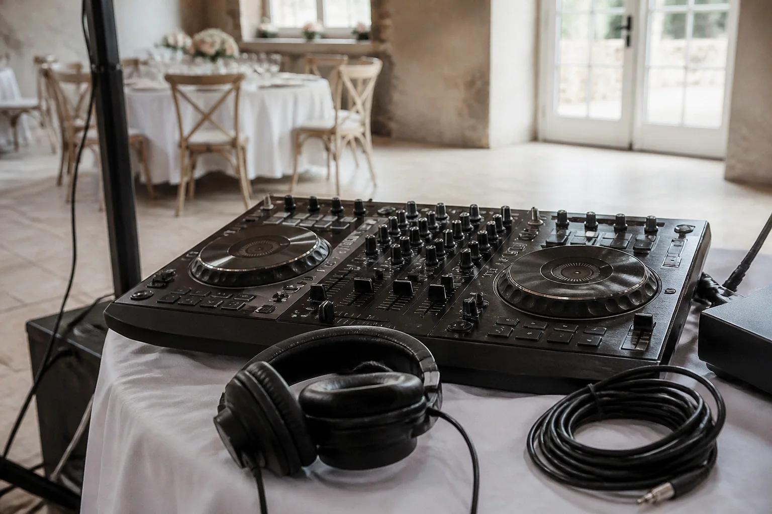 Préparation musicale d’une soirée de mariage — illustration générée par IA