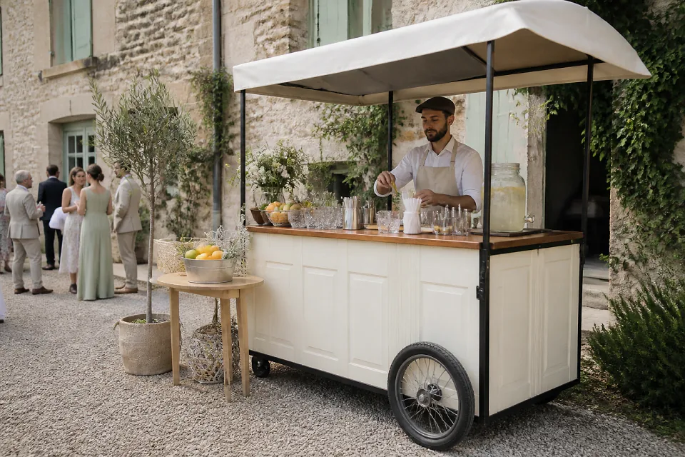 Service mobile de restauration pour une réception — illustration générée par IA
