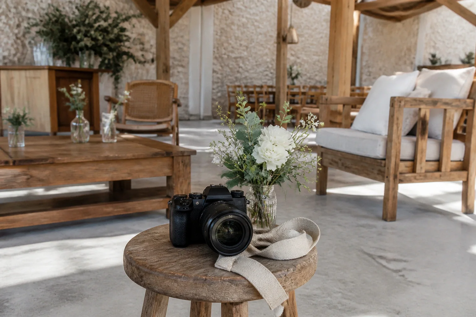 Appareil photo et accessoires de reportage de mariage — illustration générée par IA