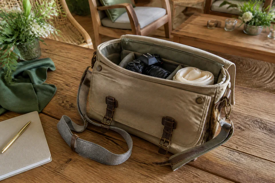 Appareil photo et accessoires de reportage de mariage — illustration générée par IA