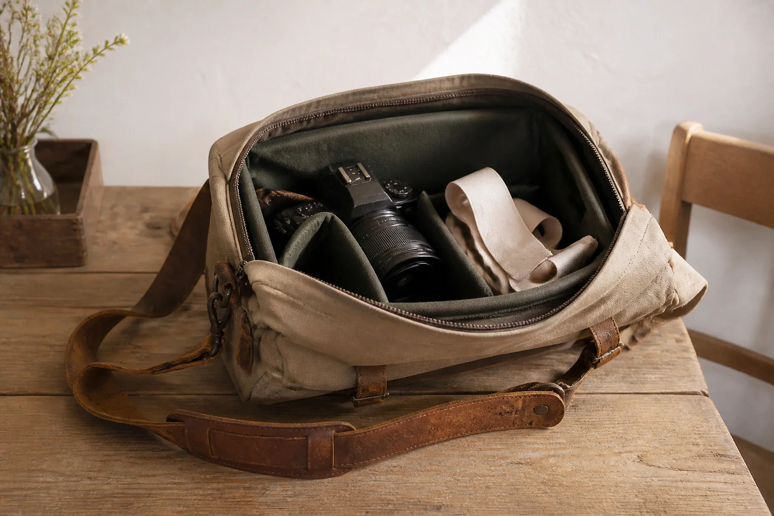 Appareil photo et accessoires de reportage de mariage — illustration générée par IA