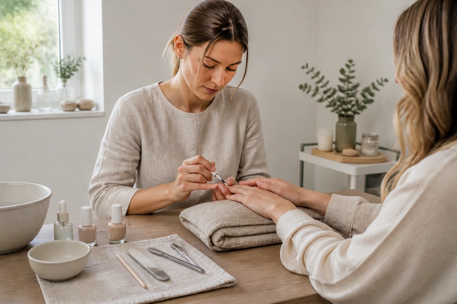 Préparation de soins esthétiques avant un mariage — illustration générée par IA