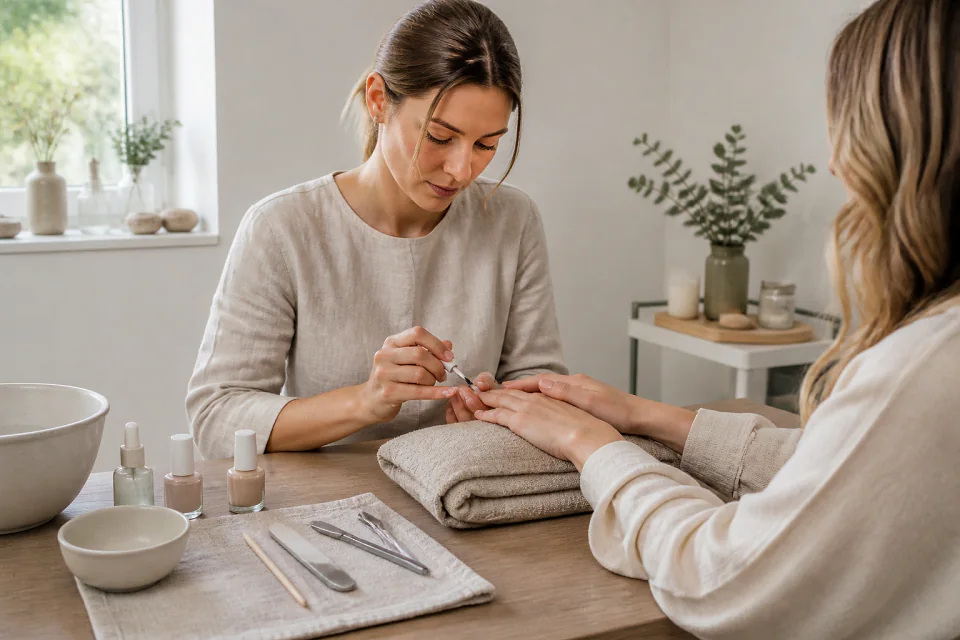 Préparation de soins esthétiques avant un mariage — illustration générée par IA