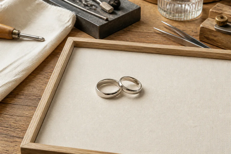Alliances et travail de bijouterie de mariage — illustration générée par IA