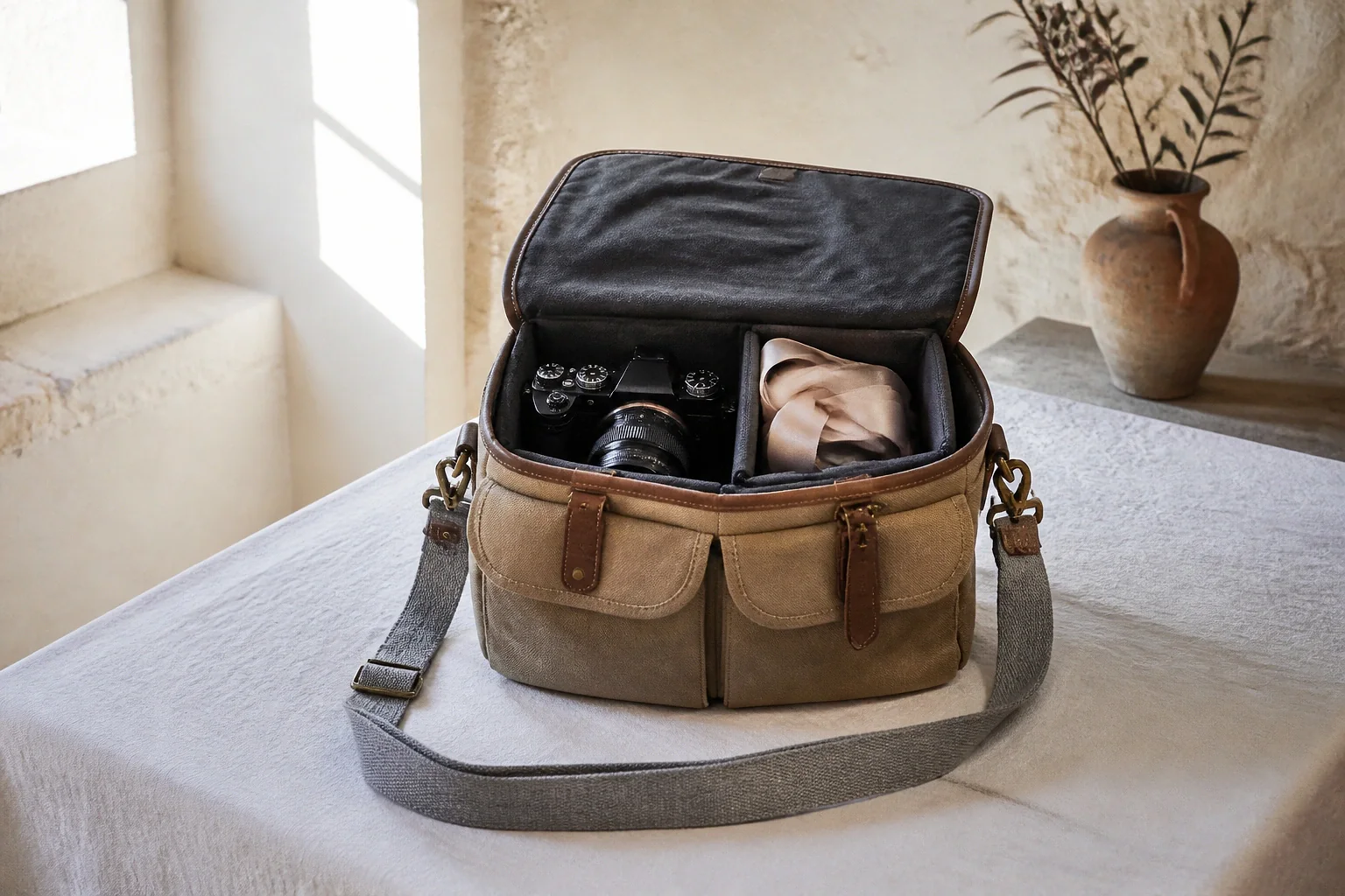 Appareil photo et accessoires de reportage de mariage — illustration générée par IA