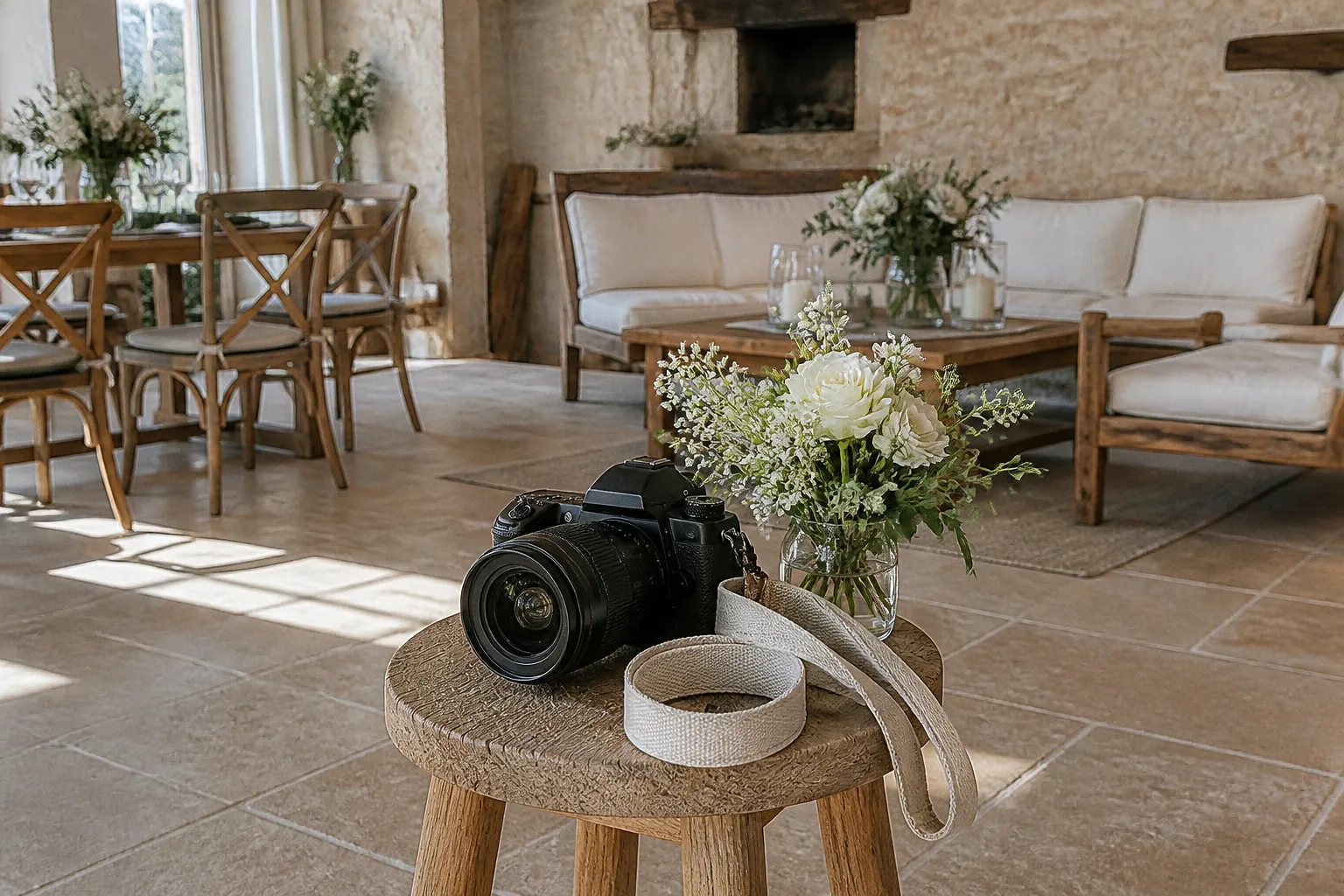 Appareil photo et accessoires de reportage de mariage — illustration générée par IA