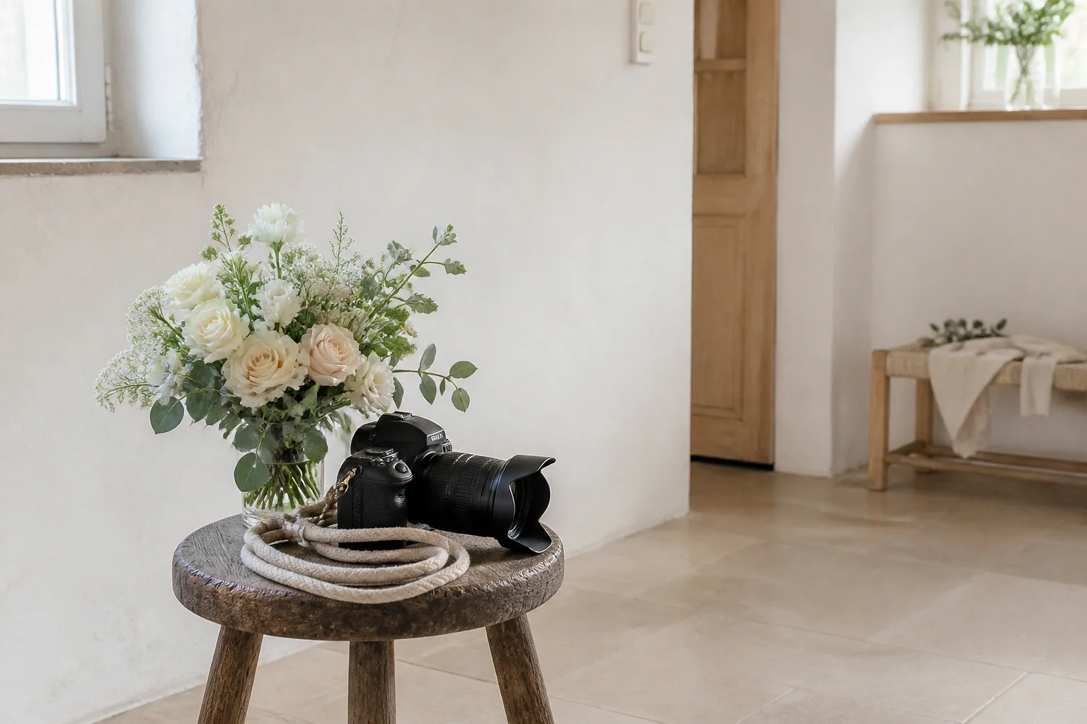 Appareil photo et accessoires de reportage de mariage — illustration générée par IA
