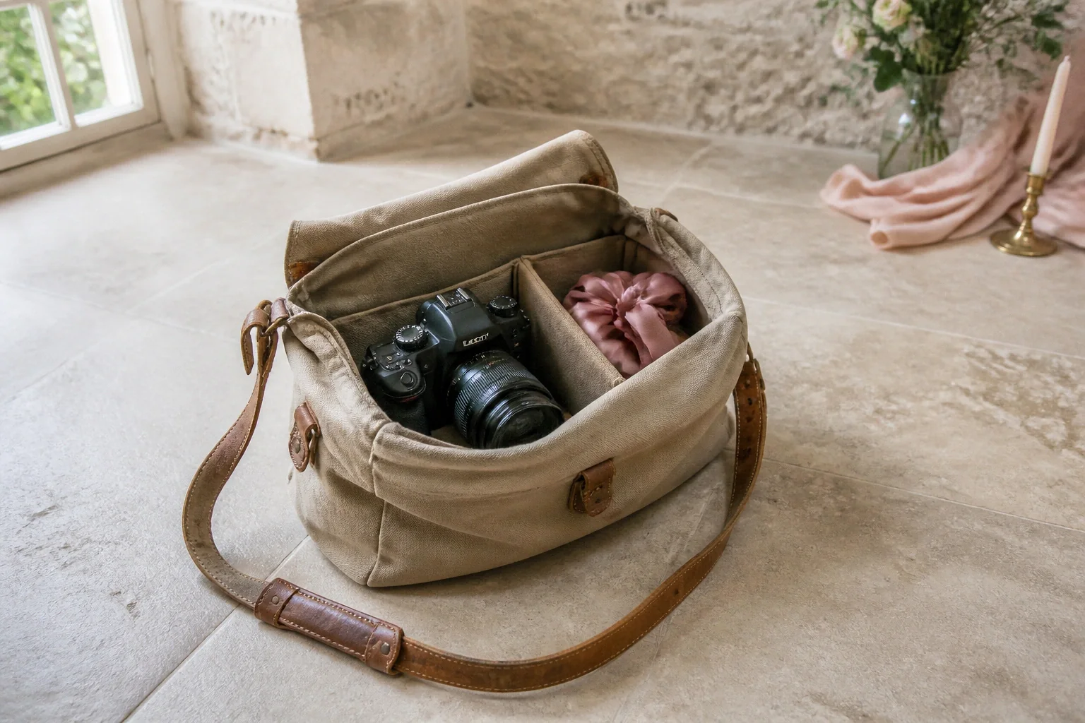 Appareil photo et accessoires de reportage de mariage — illustration générée par IA
