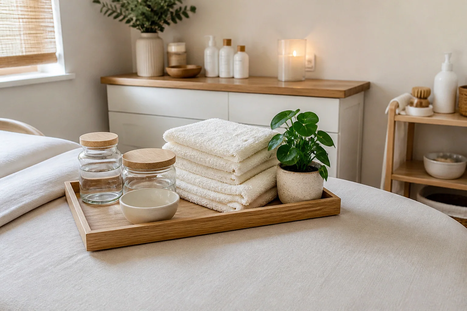 Préparation de soins esthétiques avant un mariage — illustration générée par IA