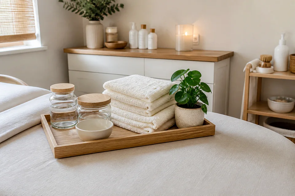 Préparation de soins esthétiques avant un mariage — illustration générée par IA