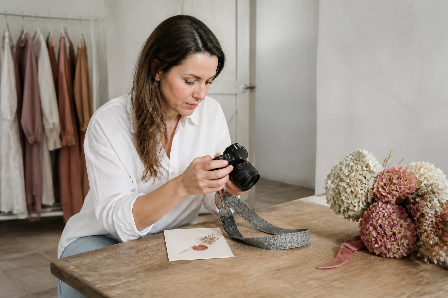 Appareil photo et accessoires de reportage de mariage — illustration générée par IA