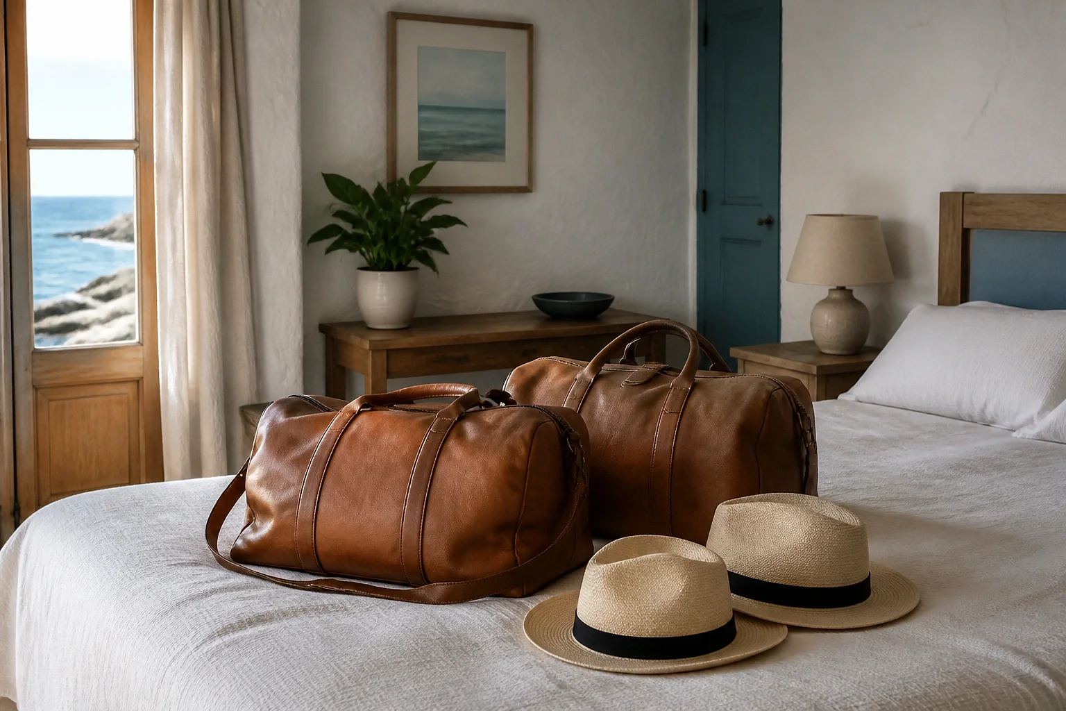 Bagages et hébergement pour un voyage de noces — illustration générée par IA
