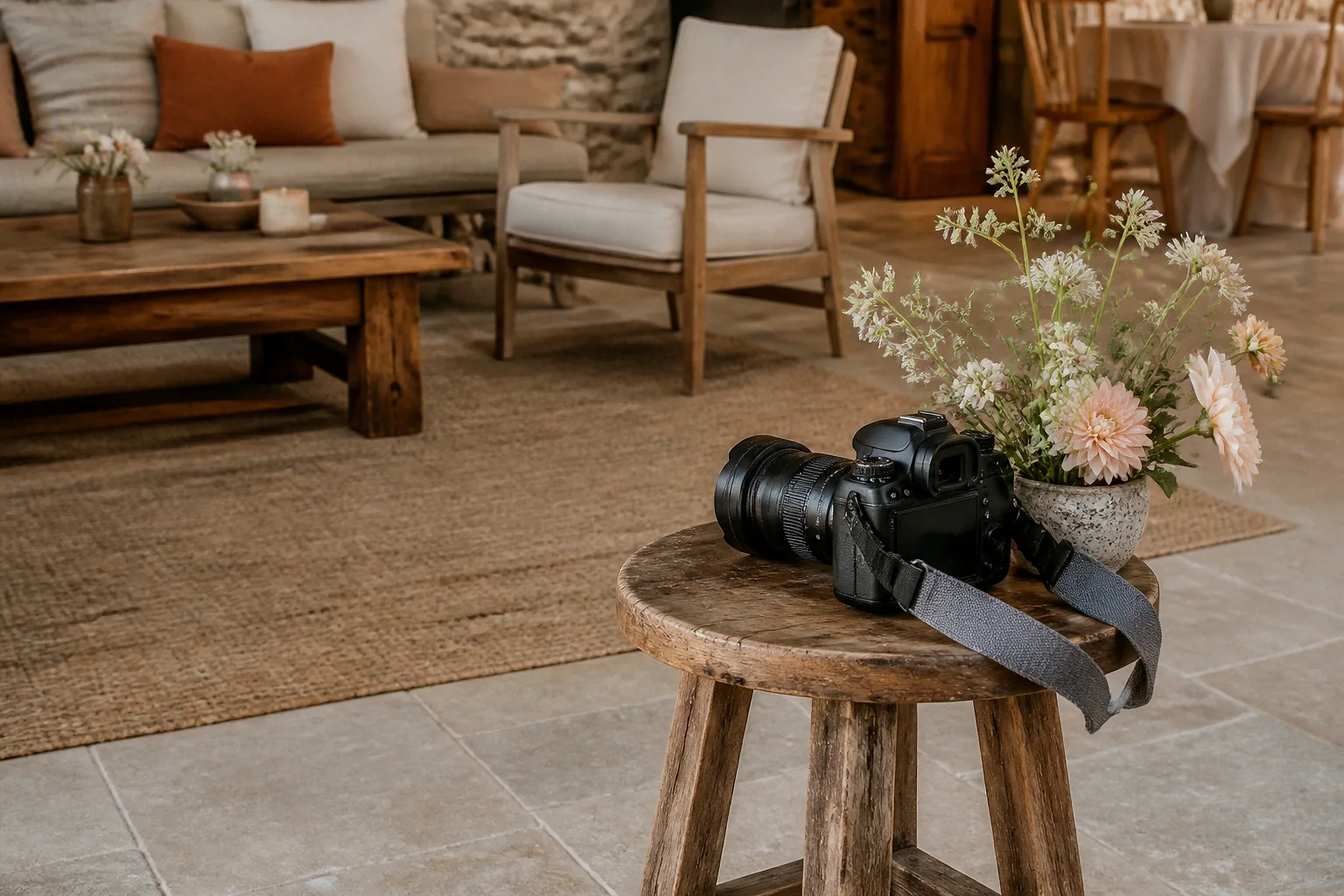 Appareil photo et accessoires de reportage de mariage — illustration générée par IA