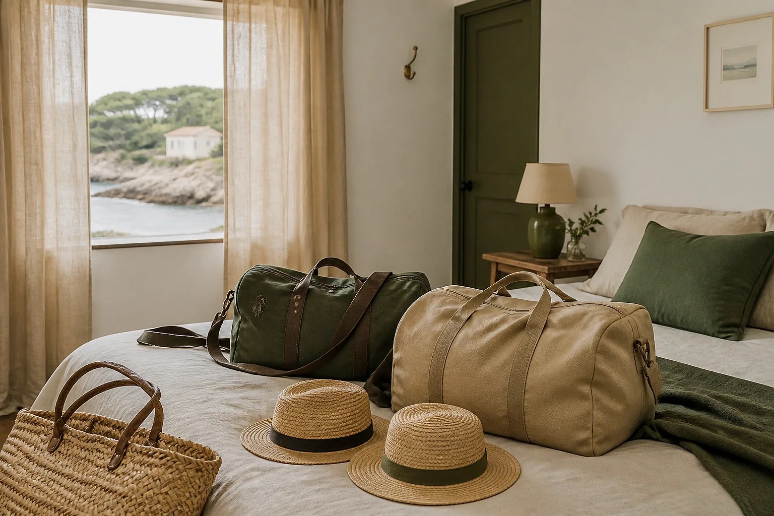 Bagages et hébergement pour un voyage de noces — illustration générée par IA