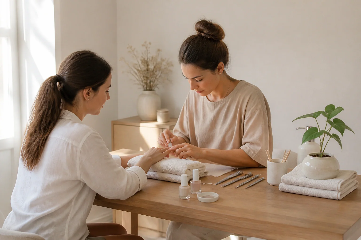 Préparation de soins esthétiques avant un mariage — illustration générée par IA