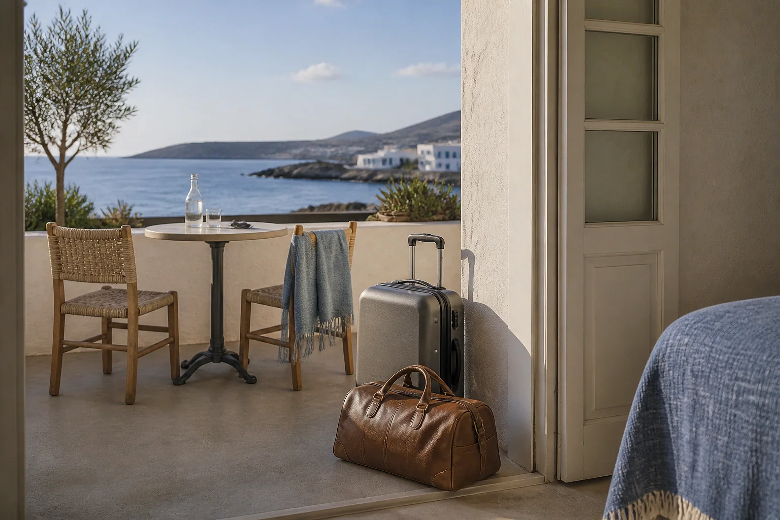 Bagages et hébergement pour un voyage de noces — illustration générée par IA